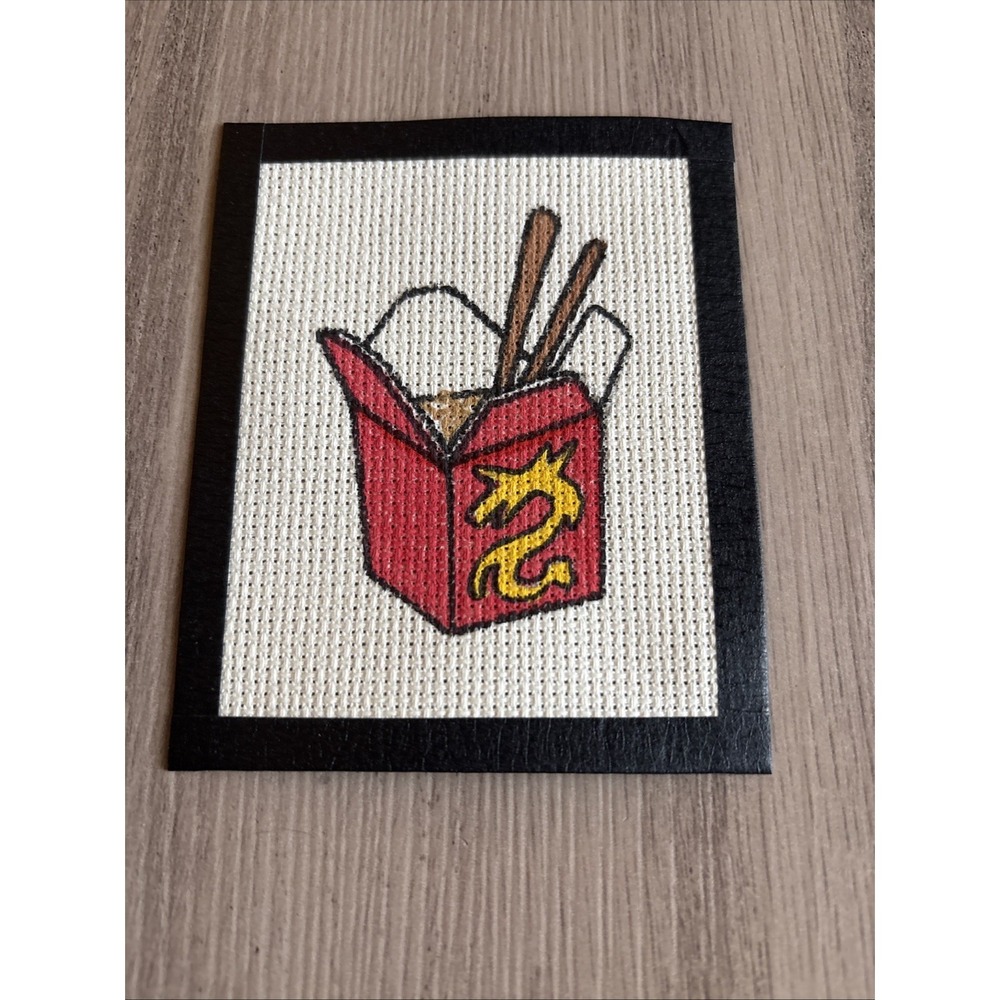 Handmade needlepoint cross‎ stitch canvas 4.5" X 4.5" Food Container 13 Mesh
